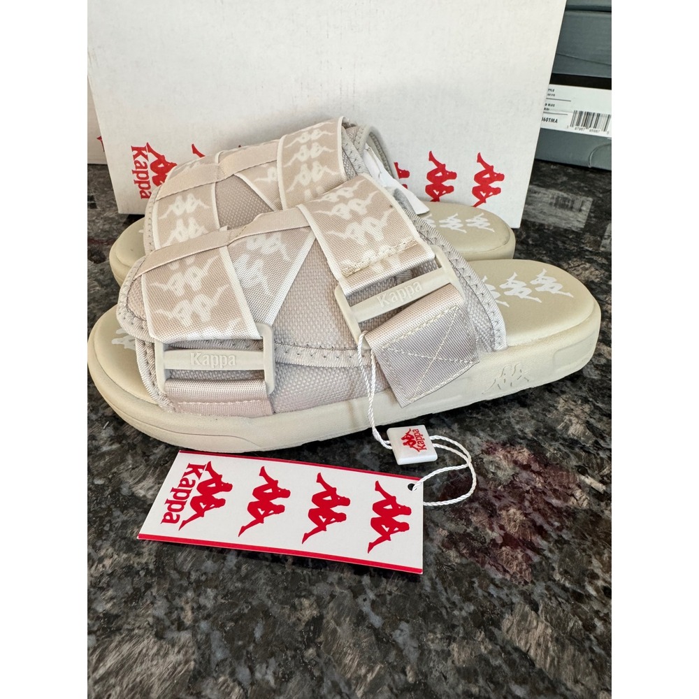 Kappa 222 Banda Mitel 1 Sandals White Off-White Unisex Slides 304KUQ0 AOZ Size 5